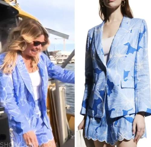 STACY RITTER, good morning america, blue floral blazer and shorts