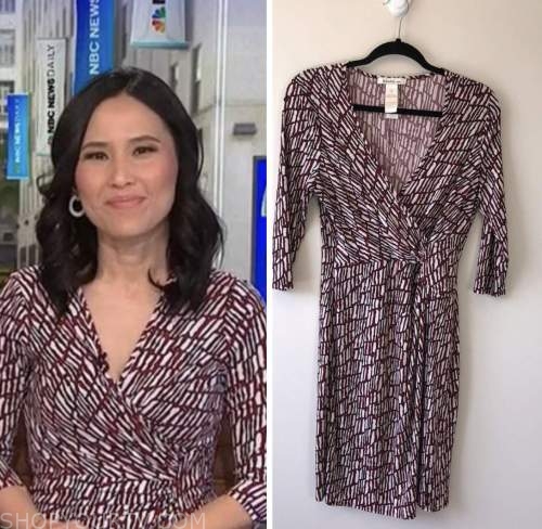 NBC News Daily: January 2023 Vicky Nguyen's Burgundy Printed Wrap Dress ...