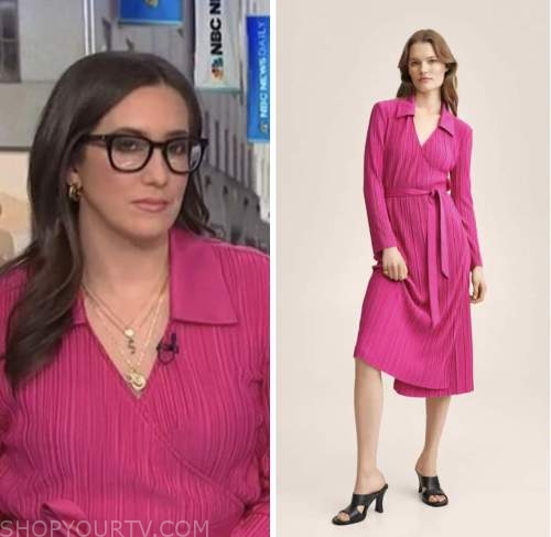 NBC News Daily: January 2023 Savannah Sellers's Pink Pleated Wrap Dress ...