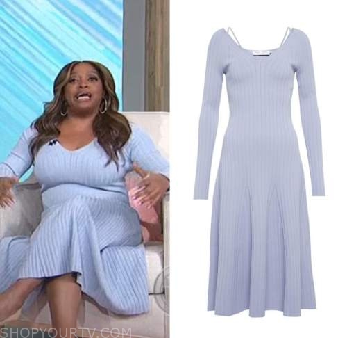 Sherri: January 2023 Sherri Shepherd's Blue Ribbed Knit Midi Dress ...