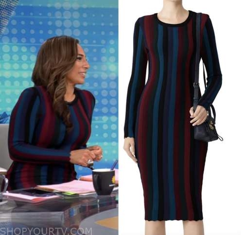 michelle miller, cbs mornings, striped knit dress