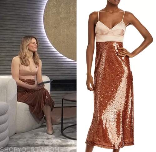 brooke jaffe, E! news, brown bustier sequin dress