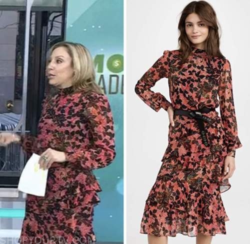 the today show, kristin o'keefe, red floral ruffle dress