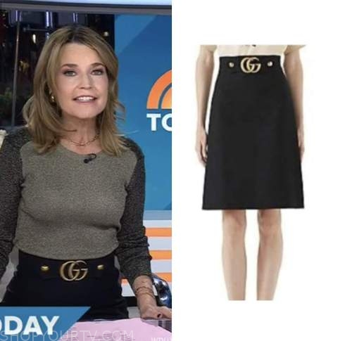 The Today Show: January 2023 Savannah Guthrie's Black Logo Belt Skirt ...