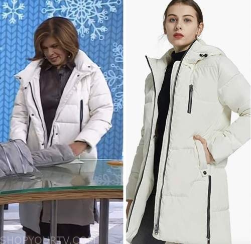 the today show, hoda and jenna, hoda kotb, white puffer down jacket coat