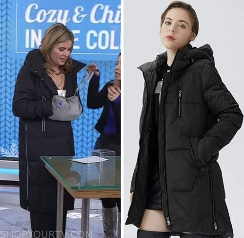 the today show, hoda and jenna, black puffer coat, jenna bush hager