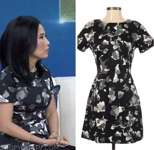 vicky nguyen, the today show, black camo print dress