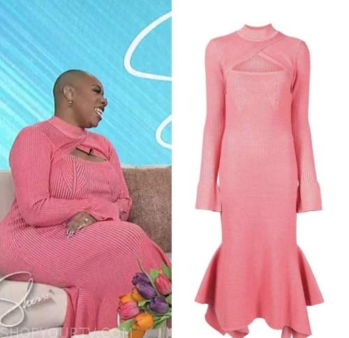 Symone D. Sanders-Townsend, sherri, pink knit dress