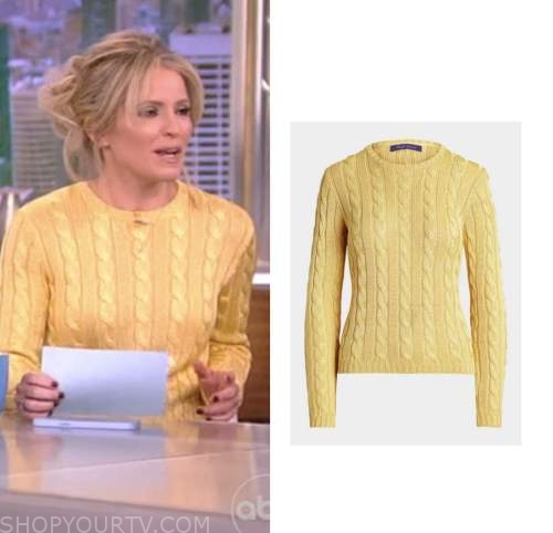 The View: January 2023 Sara Haines's Yellow Cable Knit Sweater | Shop ...