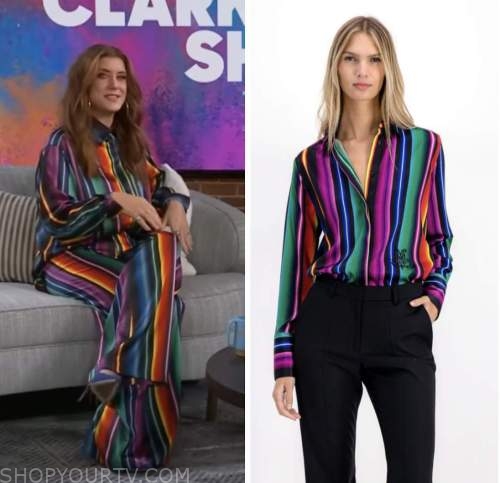 kate walsh, multicolor striped shirt, the kelly clarkson show