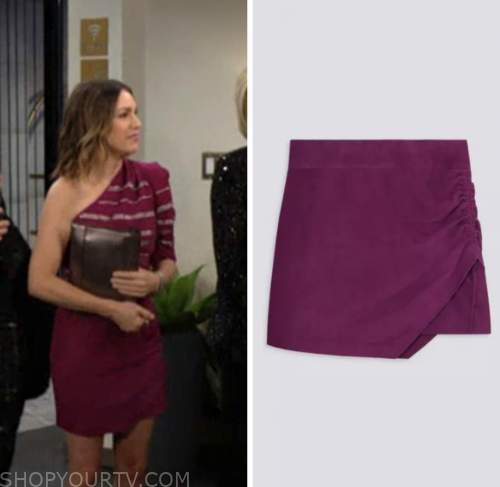 the young and the restless, pink mini skirt, chloe mitchell, elizabeth hendrickson