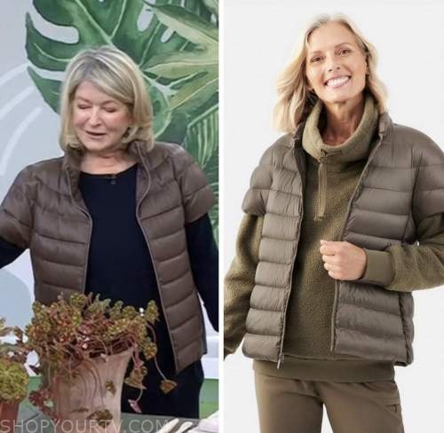 Martha stewart quilted down short sleeve shop puffer jacket