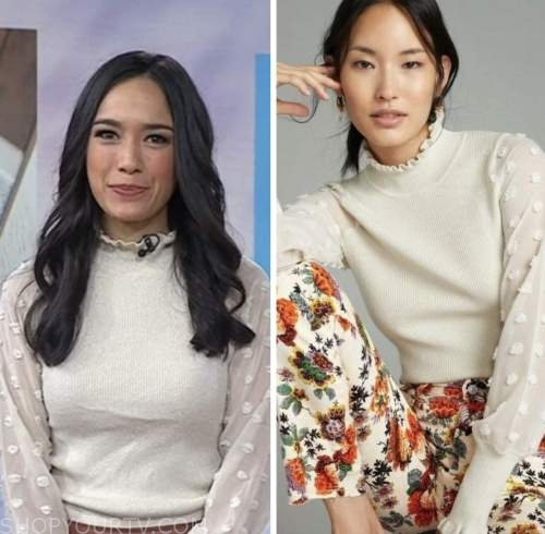 emilie ikeda, ivory sheer sleeve sweater, the today show
