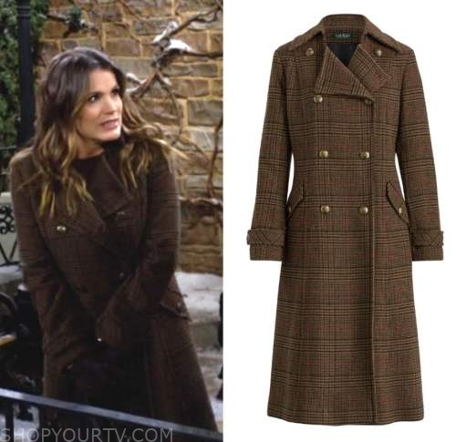 chelsea newman, melissa claire egan, brown plaid coat, the young and the restless
