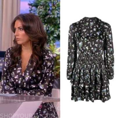 the view, black satin floral mini dress, alyssa farah griffin