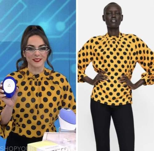 the today show, katie Linendoll, yellow polka dot top