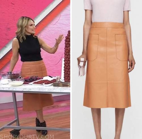the today show, orange leather skirt, savannah guthrie