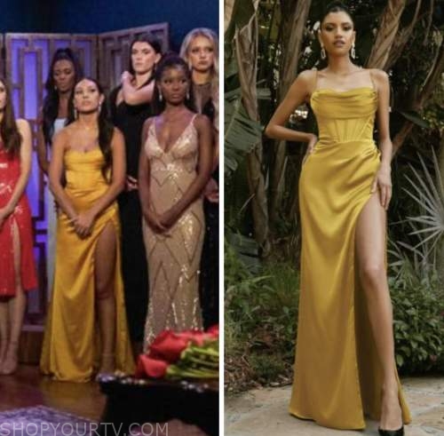 mercedes northup, the bachelor, yellow corset gown