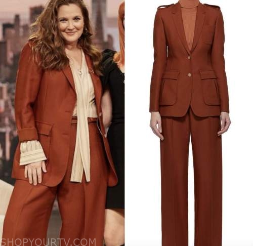 drew barrymore, drew barrymore show, rust blazer and pant suit