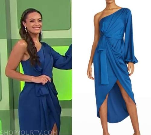 The Price is Right: January 2023 Alexis' Blue Satin One Shoulder Dress ...