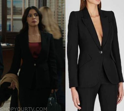 Law and Order: Season 22 Episode 12 Samantha's Black Blazer with Gold ...