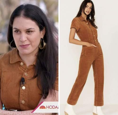 the today show, hoda and jenna , donna farizan, brown corduroy jumpsuit