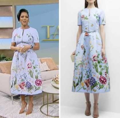 tamron hall, tamron hall show, blue floral midi dress