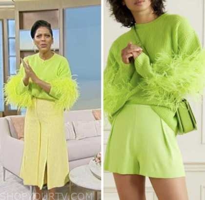 tamron hall, tamron hall show, lime green feather sweater