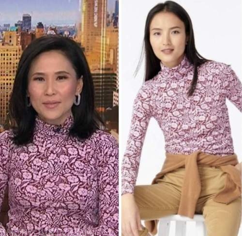NBC News Daily: February 2023 Vicky Nguyen's Pink Floral Turtleneck Top ...
