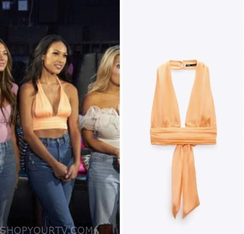 the bachelor, season 27, mercedes northup, orange halter crop top