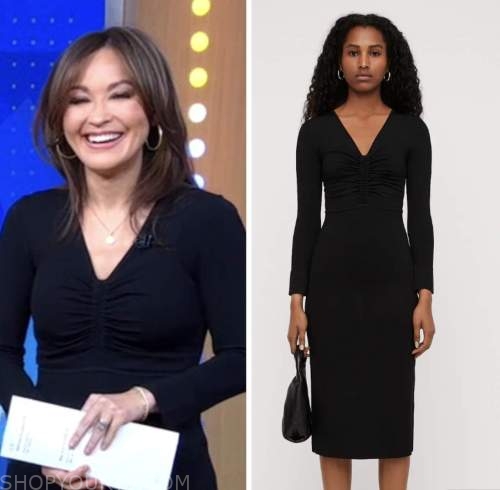 eva pilgrim, good morning america, black ruched dress