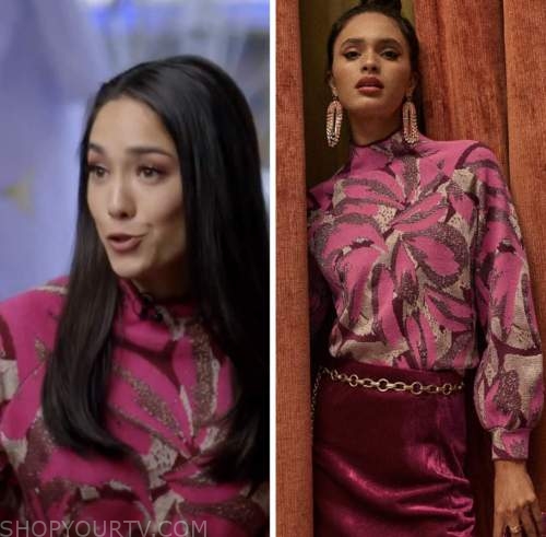 emilie ikeda, the today show, pink metallic mock neck sweater