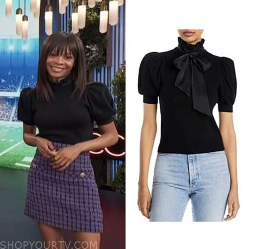 Access Hollywood: February 2023 Zuri Hall's Black Puff Sleeve Sweater ...