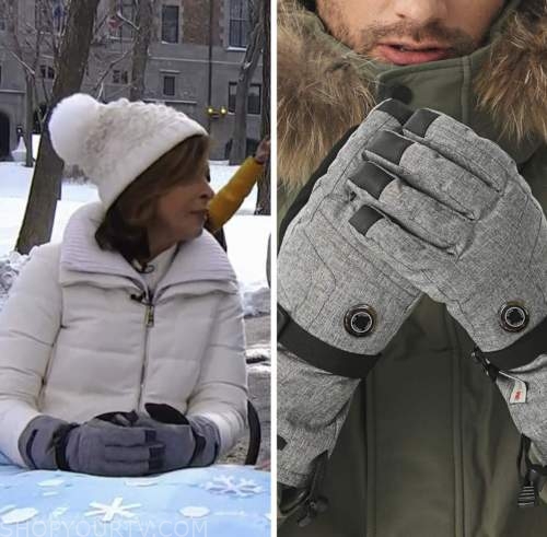 hoda kotb, the today show, hoda and jenna, grey heated gloves