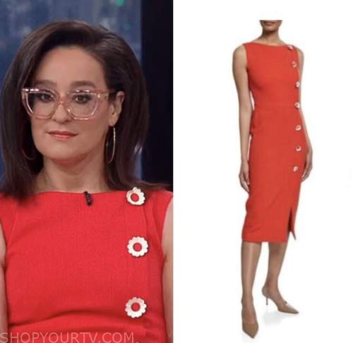 kennedy, fox news, red floral button sheath dress, outnumbered
