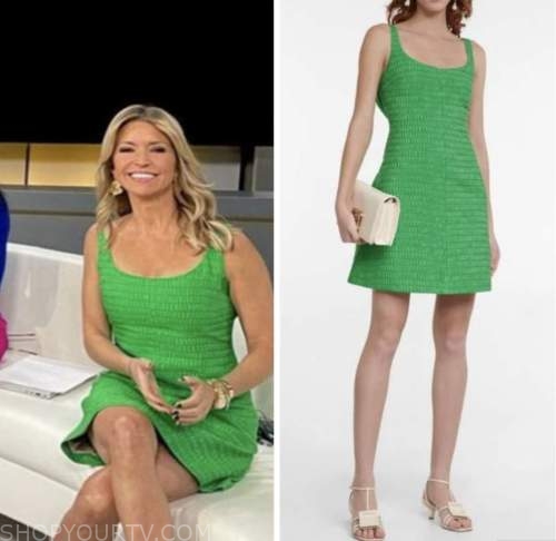 ainsley earhardt, outnumbered, green textured mini dress