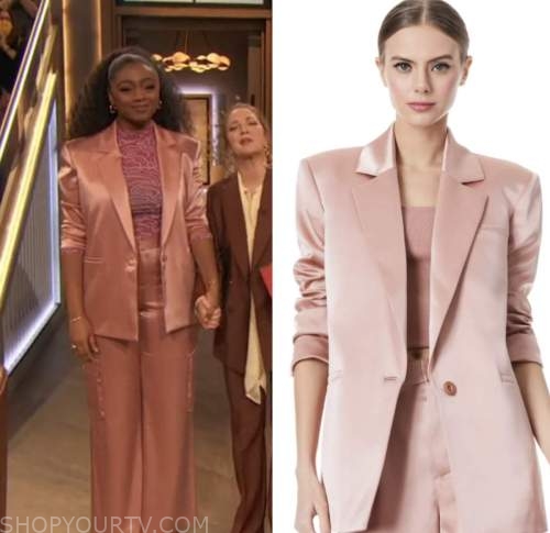 samara joy, pink satin blazer, drew barrymore show