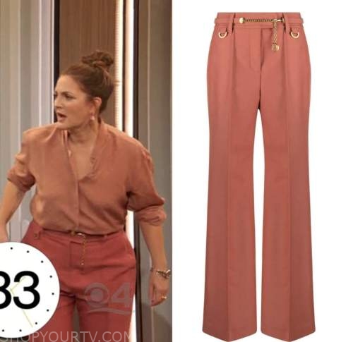 drew barrymore, drew barrymore show, pink wide leg pants