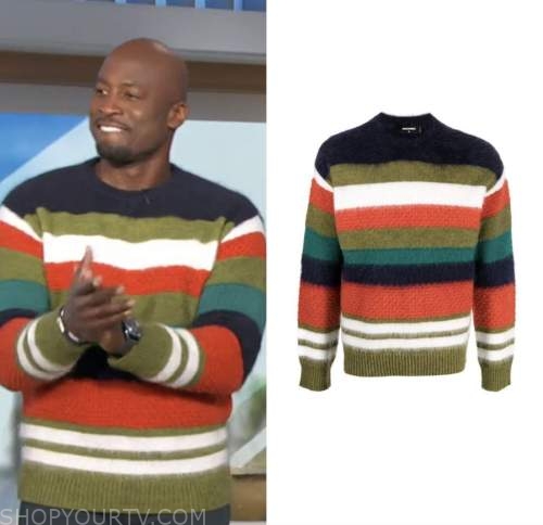 Akbar Gbajabiamila, the talk, striped sweater