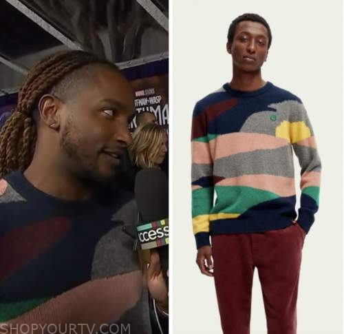 scott evans, access hollywood, colorblock sweater