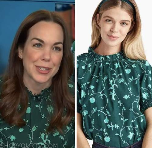 elizabeth holmes, access hollywood, green floral top