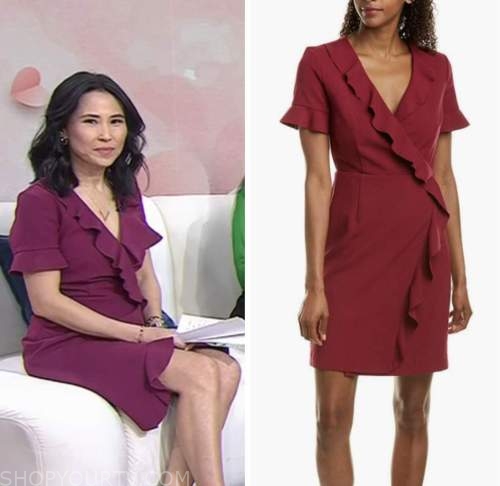the today show, vicky nguyen, pink ruffle wrap dress