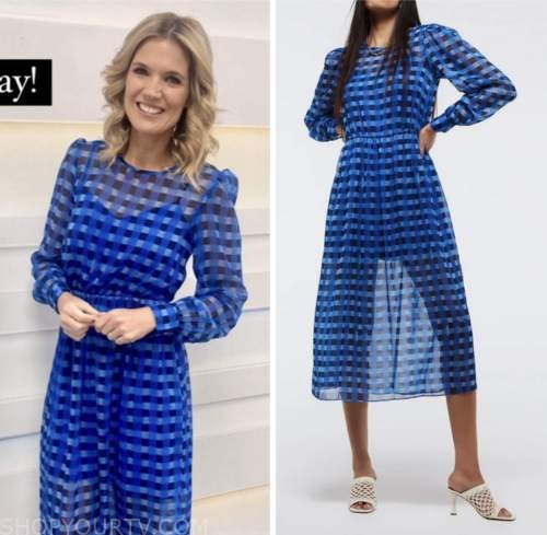 charlotte hawkins, good morning britain, blue striped dress