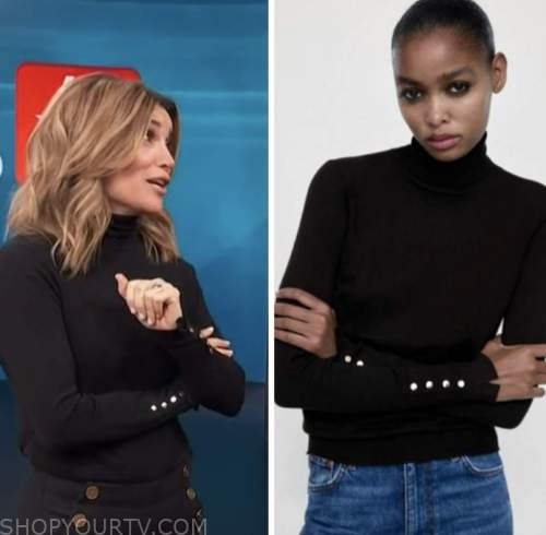 kit hoover, access hollywood, black button cuff turtleneck