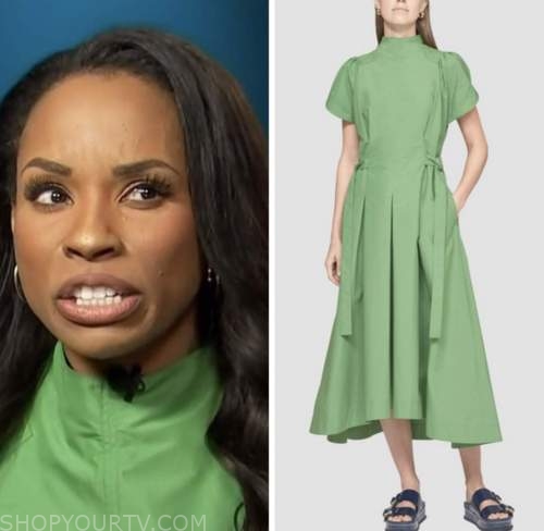 devyn simone, access hollywood, green mock neck dress