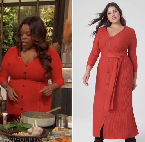drew barrymore show, brittany williams, red sweater dress