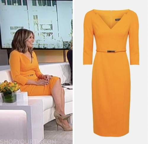 lisa boothe, outnumbered, orange belted sheath dress