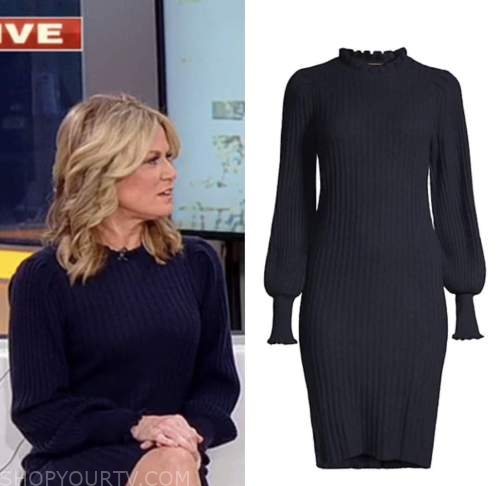 martha maccallum, outnumbered, navy blue sweater dress, fox news fashion