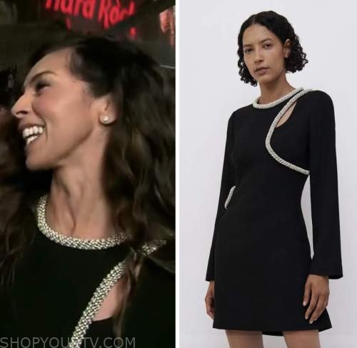 Terri Seymour, extra, black embellished trim dress