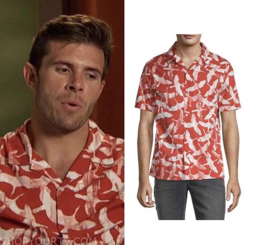 zach shallcross, the bachelor, red bird print shirt